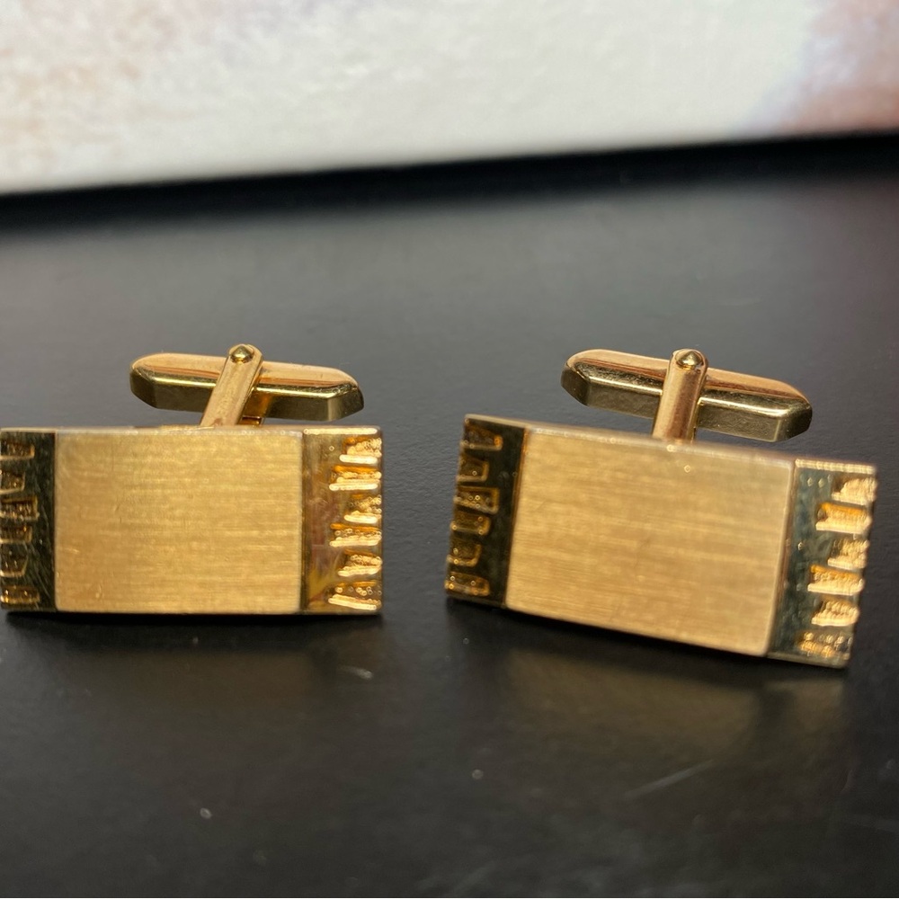 Vintage Brushed Gold Cuff Links Rectangular Design Germany 1980’